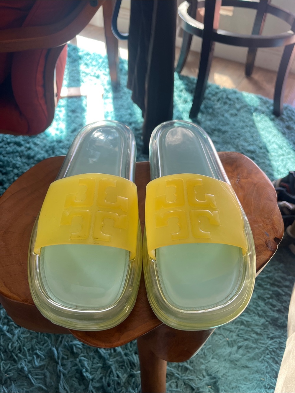 Tory Burch Yellow Clear Slide Sandals